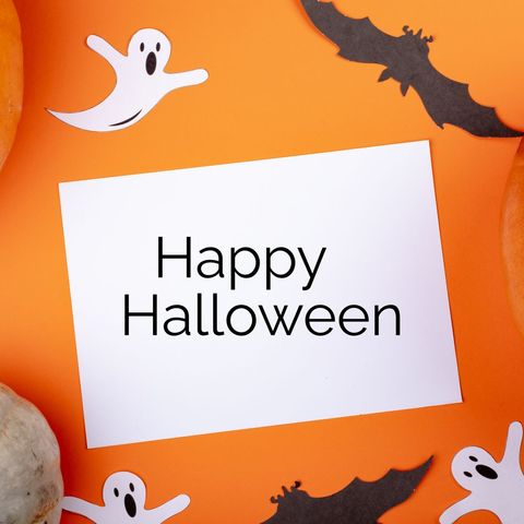 festive halloween greeting with ghosts and bats - Download Free Stock Templates Pikwizard.com