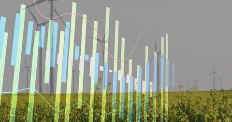 Renewable energy analytics over crop field with wind turbines