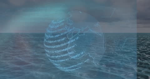 Digital Globe with Networking Connections Over Ocean