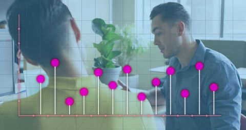 Digital data analysis meeting in modern office