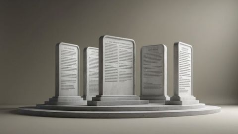 Ancient Monumental Stone Tablets with Engraved Texts on Platform