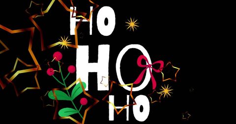 Festive Ho Ho Ho with Star and Holly Decor - Download Free Stock Images Pikwizard.com