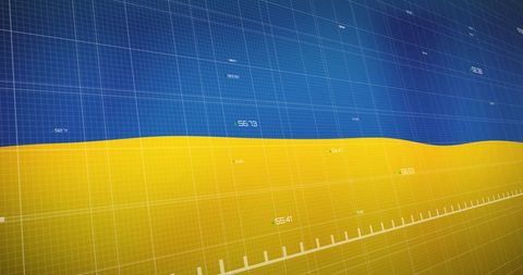 Abstract Financial Data over Ukrainian Flag Background