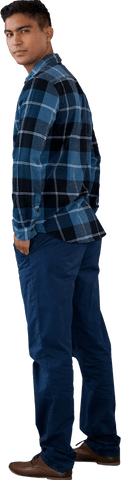 Young Man in Blue Plaid Shirt on Transparent Background - Download Free Stock Videos Pikwizard.com