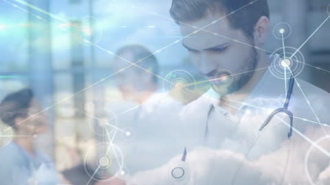 Futuristic Healthcare Technology with Connections Overlay