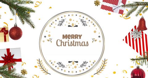 Festive Christmas Greeting Card with Present Decorations