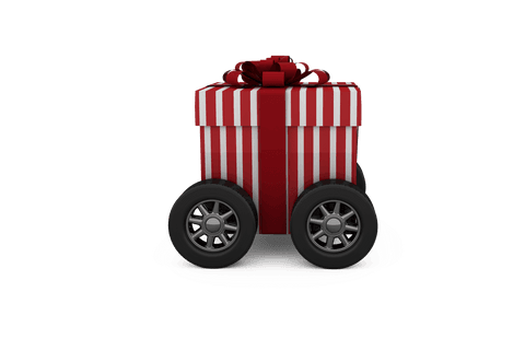transparent striped gift box with wheels adding fun mobility - Download Free Stock Videos Pikwizard.com