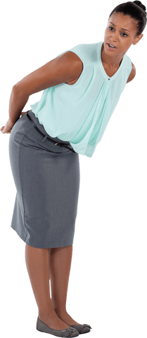transparent businesswoman with back pain bending - Download Free Stock Videos Pikwizard.com