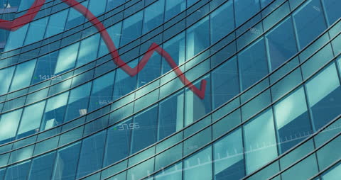 Financial Data Visualization on Office Building Background