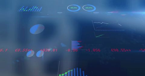 Digital Financial Data Analysis on Blue Background - Download Free Stock Images Pikwizard.com