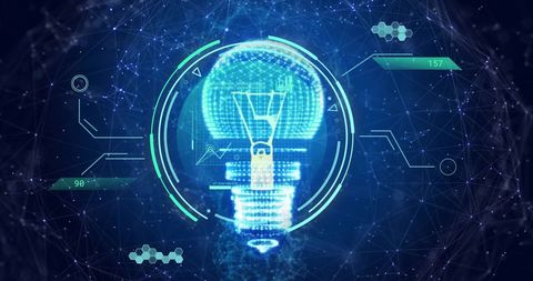 Futuristic Light Bulb Interface with Network Connections - Download Free Stock Images Pikwizard.com