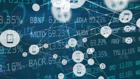 Digital Network Connecting Over Stock Market Data