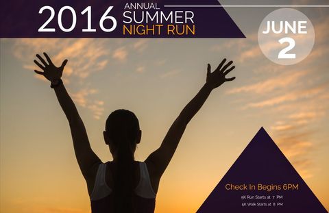 Silhouette of Runner Celebrating at Sunset for Summer Night Run Event - Download Free Stock Templates Pikwizard.com