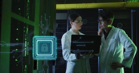 Engineers Analyzing Cybersecurity in High-Tech Server Room - Download Free Stock Images Pikwizard.com