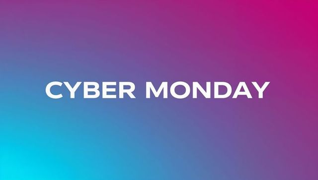 Cyber monday gradient banner with bold white headline for digital sales campaign