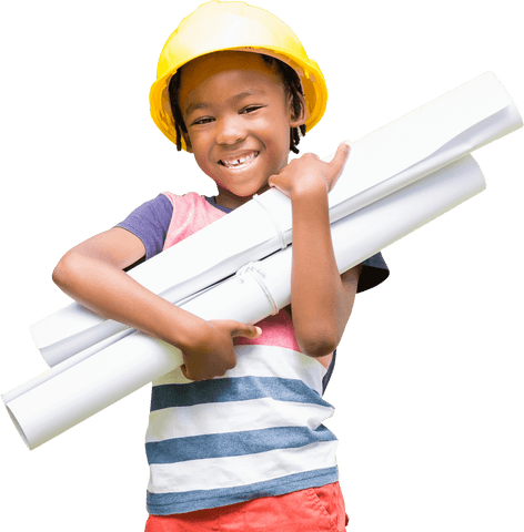 child with helmet holding blueprints transparent background - Download Free Stock Videos Pikwizard.com