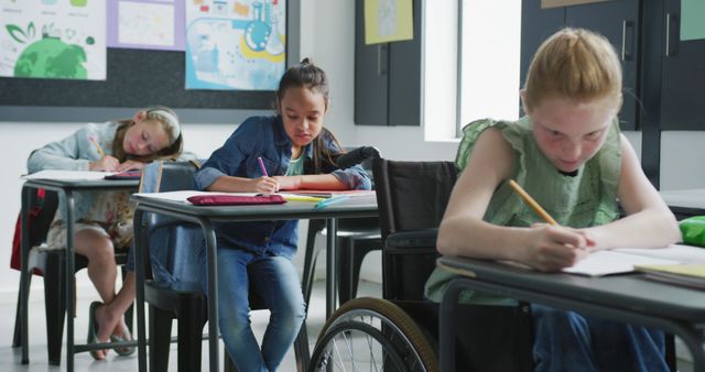 Children Studying in Classroom with Students of Diverse Abilities - Download Free Stock Images Pikwizard.com