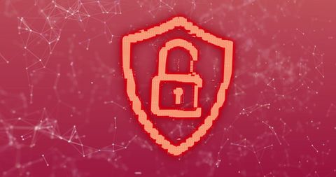 Digital Padlock Icon on Red Network Background - Download Free Stock Images Pikwizard.com