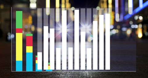 Vibrant Bar Graph Overlaying Blurred Urban Lights - Download Free Stock Images Pikwizard.com