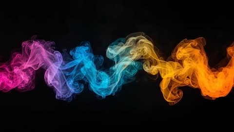 Multicolored Smoke Ribbon Entwining in Gradient