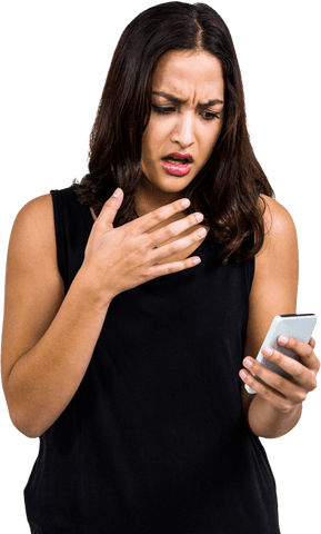 Shocked Woman Browsing Message on Phone, Expressions Transparent Background - Download Free Stock Videos Pikwizard.com