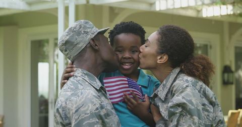 Military Homecoming Embrace with Family and Patriotism - Download Free Stock Images Pikwizard.com