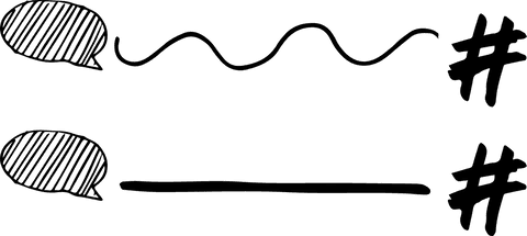 Transparent speech bubble with hashtag symbol