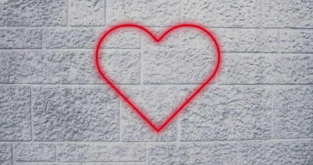 Red Heart Neon Light on Brick Wall Background - Download Free Stock Images Pikwizard.com