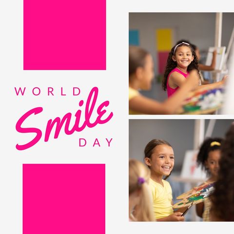 Children Celebrating World Smile Day with Art and Joy - Download Free Stock Templates Pikwizard.com