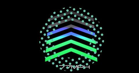 Abstract Speedometer Design with Green Dots on Black Background