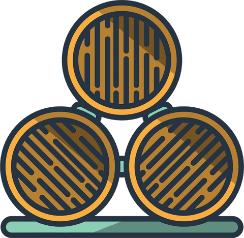 Digital Illustration of Beer Barrels on Transparent Background