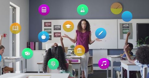 Interactive classroom with teacher and engaged students