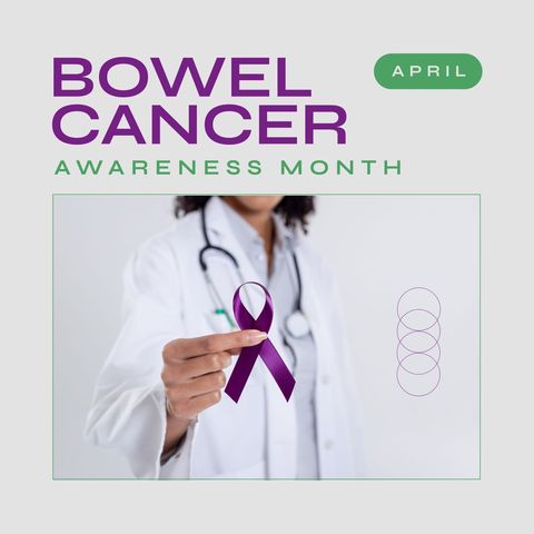 Bowel Cancer Awareness Month with Doctor Holding Ribbon