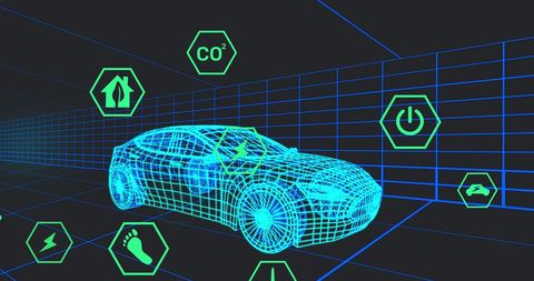 Futuristic Digital Model of Car with Virtual Dashboard Indicators - Download Free Stock Images Pikwizard.com