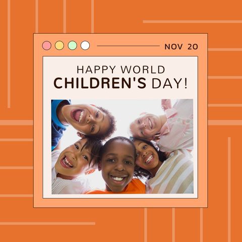 celebrating world children's day with cheerful group of diverse kids - Download Free Stock Templates Pikwizard.com