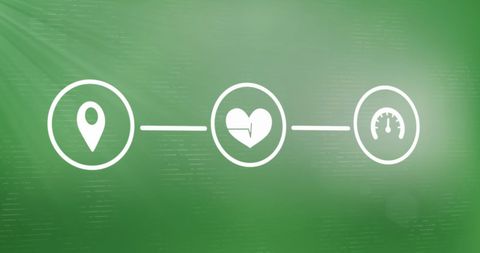 GPS Heartbeat Speedometer Icons Flowchart on Green Background - Download Free Stock Images Pikwizard.com