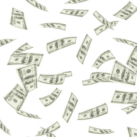 Cascading Banknotes Transparent Background Wealth Concept