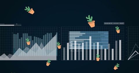 Corporate analytics dashboard with abstract graphs visualizations