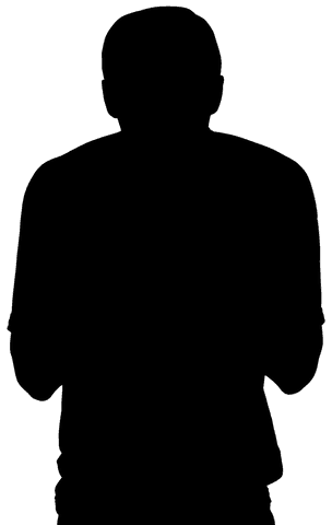 Silhouette of sportsman in emotional pose, transparent background