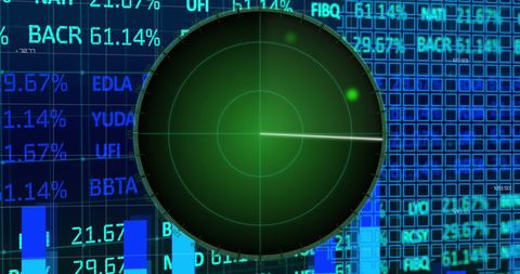 Radar Scan Overlaying Stock Trading Data and Charts - Download Free Stock Images Pikwizard.com