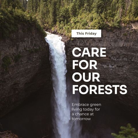 promoting forest conservation at majestic waterfall - Download Free Stock Templates Pikwizard.com