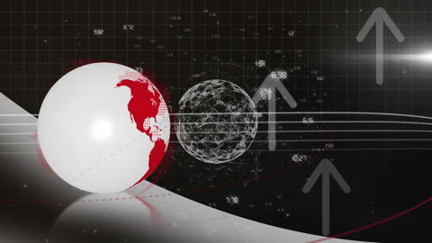 Global Data Analytics with Rotating Globe and Arrows