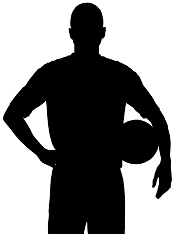 Athletic silhouette of football player on transparent background