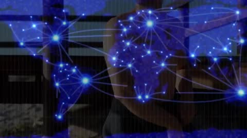 Futuristic Holographic World Map Network Innovation