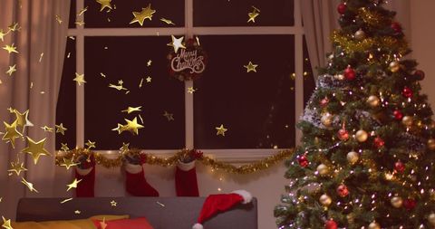 Festive Living Room with Christmas Decorations
