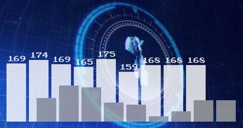 Futuristic Data Visualization with Digital Interface and Analytics