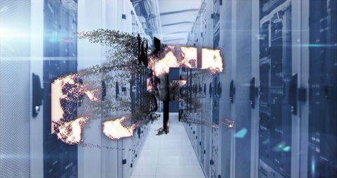 NFT Concept Text Over Futuristic Server Room