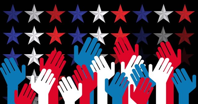 Patriotic Celebration with Red, White, and Blue Hands and Stars - Download Free Stock Images Pikwizard.com