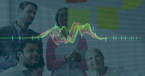 Business team analyzing interactive data chart