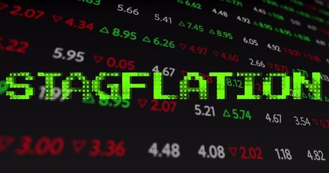 Stagflation concept with financial data and indicators